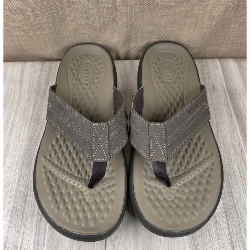 Crocs Yukon Vista II Brown LiteRide Comfort Flip Flops Thongs Sandals Mens 10